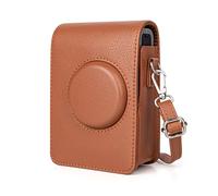 MUZIRI KINOKOO Mini EVO Camera Case Compatible for Fuji Instax Mini EVO Instant Camera with Adjustable Shoulder Strap in Brown Lychee Texture Vertical Style