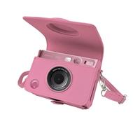 MUZIRI KINOKOO Mini EVO Protective Camera Case, PU Leather Case Compatible for Fuji Instax Mini EVO Instant Camera with Adjustable Shoulder Strap - Lychee Texture Horizontal Style Case in Pink