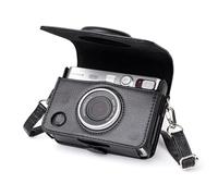 MUZIRI KINOKOO Mini EVO Protective Camera Case, PU Leather Case Compatible for Fuji Instax Mini EVO Instant Camera with Adjustable Shoulder Strap - Lychee Texture Horizontal Style Case in Black