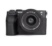 MUZIRI KINOKOO Protective Camera Case for Sony A7C II/A7C2/A7CM2/A7CR, Retro Genuine Leather Half Case for Sony Alpha 7C II/Alpha 7CR Camera with Hand Grip and Opening Bottom Design - Black