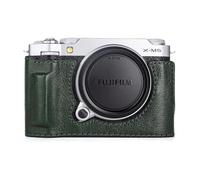 MUZIRI KINOKOO Protective Half Case for Fujifilm X-M5/Fuji X-M5 Camera, Retro Style Genuine Leather Case for Fuji X-M5/Fuji XM5 Camera - with Opening Bottom and Hand Grip Design - Green