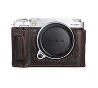 MUZIRI KINOKOO Protective Half Case for Fujifilm X-M5/Fuji X-M5 Camera, Retro Style Genuine Leather Case for Fuji X-M5/Fuji XM5 Camera - with Opening Bottom and Hand Grip Design - Coffee