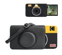 MUZIRI KINOKOO PU Leather Case for Latest Version Kodak Mini Shot 2 Retro C210R 2-in-1 Instant Camera, Mini Shot 2 Retro C210R Protective Case with Adjustable Shoulder Strap - Black