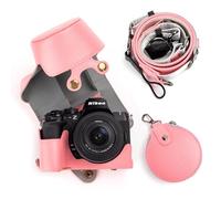 MUZIRI KINOKOO PU Leather Case for Nikon Z50 II Camera, Protective Case for Nikon Z50 II/Z50II Camera with DX 16-50mm f/3.5~6.3 Lens - Removable Case with Shoulder Strap & Storage Pocket - Pink