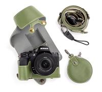 MUZIRI KINOKOO PU Leather Case for Nikon Z50 II Camera, Protective Case for Nikon Z50 II/Z50II Camera with DX 16-50mm f/3.5~6.3 Lens - Removable Case with Shoulder Strap & Storage Pocket - Green