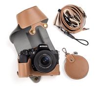 MUZIRI KINOKOO PU Leather Case for Nikon Z50 II Camera, Protective Case for Nikon Z50 II/Z50II Camera with DX 16-50mm f/3.5~6.3 Lens - Removable Case with Shoulder Strap & Storage Pocket - Khaki