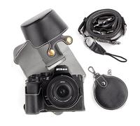 MUZIRI KINOKOO PU Leather Case for Nikon Z50 II Camera, Protective Case for Nikon Z50 II/Z50II Camera with DX 16-50mm f/3.5~6.3 Lens - Removable Case with Shoulder Strap & Storage Pocket - Black