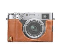 MUZIRI KINOKOO PU Leather Fuji X100VI Case, Protective Half Case Compatible for Fujifilm X100VI Camera Easy Carrying X100VI Case- with Opening Bottom and Hand Grip Design -Brown
