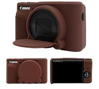 MUZIRI KINOKOO Silicone Case Compatible for Canon Powershot SX740/SX730 HS Digital Camera - Soft Rubber SX740 HS Protective Sleeve with Removable Lens Cover - Anti-Slip & Anti-Scratch - Coffee