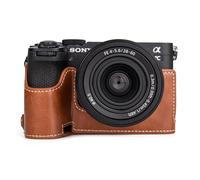 MUZIRI KINOKOO Sony A7C II Case - Premium PU Leather Half Case with Hand Grip & Opening Bottom - Perfect Compatible for Sony Alpha 7C II/A7C II/A7C Mark II Cameras - Brown