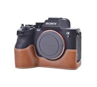 MUZIRI KINOKOO Sony A7R V/ A7 IV Case, PU Leather Protective Half Case Compatible for Sony Alpha 7R V/A7M4/A7R5/ ILCE-7M4/ILCE-7RM5 Digital Camera with Battery Compartment and Hand Grip Design -Brown