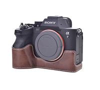 MUZIRI KINOKOO Sony A7R V/ A7 IV Case, PU Leather Protective Half Case Compatible for Sony Alpha 7R V/A7M4/A7R5/ ILCE-7M4/ILCE-7RM5 Digital Camera with Battery Compartment and Hand Grip Design -Coffee