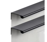 MUZIT Concealed Door Handle,2 Pcs Invisible Long Handles Matt Black Aluminum Alloy Kitchen Cabinet Door Pulls Locker(Length 150mm)