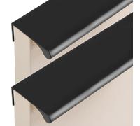 MUZIT Concealed Door Handle,Aluminium Alloy Invisible Handles Furniture Pull Kitchen Cupboard Finger Drawer Handle 2 Piece(Matte Black,Hole Pitch 256mm)