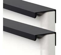 MUZIT Concealed Door Handle,Invisible Handles Furniture Pull Aluminium Alloy Kitchen Cupboard Finger 2 Piece(Matte Black,Length 120mm)