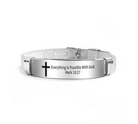 muzoira Bible Inspirational Bracelet Minimalist Stainless Steel Silicone - Adjustable Sports Wristband Family Friendship English(39)