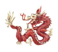 Muzoira Chinese Dragon Brooch - Red Zodiac National Style Pin, High-End All-Match Fashion Accessory for Suits & Jackets