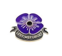 Muzoira Commemorative Poppy Brooch with Rhinestones, Enamel Red Flower Pin, Badge Pin (Purple black)