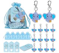 Muzoira Elephant PVC Baby Shower Decorations Set, 30-Pack for Boys, Girls or Unisex Birthday Parties(Bluebabyboy30pack)