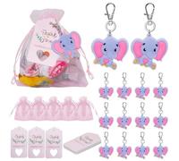 Muzoira Elephant PVC Baby Shower Decorations Set, 30-Pack for Boys, Girls or Unisex Birthday Parties(Pinkbabygirl30pack)