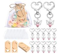 muzoira Guardian Angel Keychain Pendant Set, 25-Pack White & Pink Wedding Favors with Custom Tags(25piecesinwhiteandpink)