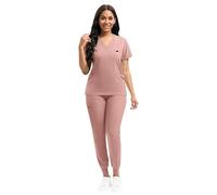 muzoira Pet Clinic Scrubs Set - Moisture-Wicking Polyester-Spandex Uniform for Vet Nurses (9 Colors, S-XXL)(42122-pink,L)