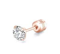 muzoira Steel Double-End Zircon Ear Stud - 4 Prong Cylinder Stainless Steel Ear Bone Piercing Jewelry(Singlerosegold,2mm)