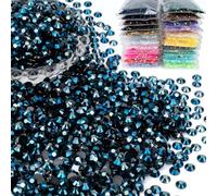 MUZOXEN 1200Pcs 6mm Resin Flatback Rhinestone Bulk, Bling AB Ink Blue Flat Back Round Jelly Rhinestones Non Hotfix Crystal Gems for DIY Manicure Nails Clothes Tumblers Crafts Decoration