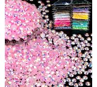 MUZOXEN 1200Pcs 6mm Resin Flatback Rhinestone Bulk, Bling AB Light Pink Flat Back Round Jelly Rhinestones Non Hotfix Crystal Gems for DIY Manicure Nails Clothes Tumblers Crafts Decoration
