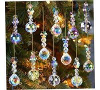 Muzrunq 12Pcs Crystal Christmas Ornaments, Sparkling Christmas Tree Decorations Prism Glass Crystal Ball, Hanging Decorations for Xmas Tree Wedding Party Decor