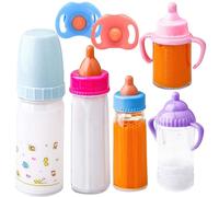 Muzrunq Baby Doll Bottles Set with Pacifiers Magic Baby Bottles for Dolls with Disappearing Milk or Juice Simulation Dolls Accessories for Kids Toys And Games Doll