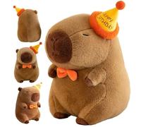 Muzrunq Capybara Plush 7x10 inch Kawaii Capybara Stuffed Animal with Happy Hat & Orange Tie for Kids Adults Plush Stuffed Animal Toys Birthday