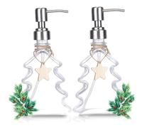 Muzrunq Christmas Soap Dispenser with Pump Clear Glass Hand Soap Dispenser Refillable Empty Container 2Pcs for Liquid Lotion Shower Gel 200ml.