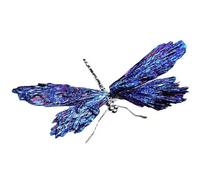 Muzrunq Crystal Dragonfly Natural Electroplated Silver Blue Tourmaline Dragonfly Statue Crystal Decor, Spiritual Gift for Women Home Decorations