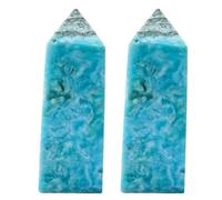 Muzrunq Crystal Towers, 2Pcs 2 Inch Natural Crystal Wands Blue Apatite, Healing Crystals Tower for Home Energy Decoration Collectibles Gift