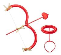 Muzrunq Cupid Bow and Arrow Set One Size Red Arrows Valentine's Day Cupid Costume Arrows Wedding Birthday Cosplay Fancy Dress Photo Props Accessories for Adults and Teens Red
