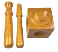 Muzrunq Doming Block and Punch Set Wooded Dapping Block Set Includes 1 & 2 Punches Professional Dapping for Jewelry Making, Metal Forming