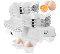 Muzrunq Egg Boxes, 50PCS Paper Egg Cartons 2 Count 3x4 Paper Pulp Container Empty Boxes, Reusable No Breakage for Refrigerator Farm Market Travel