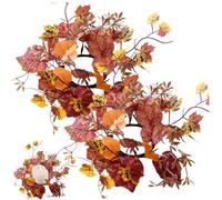 Muzrunq Fall Candle Rings, Maple Leaf Candle Wreath Silk Halloween Wreath 2Pcs 10x10in Decorative for Centerpieces Thanksgiving.