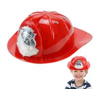 Muzrunq Firefighter Hats for Kids Simulation Adjustable Lining Halloween Fireman Hat with Badge Firefighter Helmet for Cosplay Costume Party