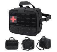 Muzrunq First Aid Bag, 9x7x3 Inch Medical Bag with Handle & Multi-Compartments & Loops, Trauma First Aid Kit, Nylon Medicine Organizer for Home, Travel, Outdoor, Hiking