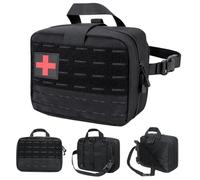 Muzrunq First Aid Bag, 9x7x3 Inch Medical Bag with Handle & Multi-Compartments & Loops, Trauma First Aid Kit, Nylon Medicine Organizer for Home, Travel, Outdoor, Hiking