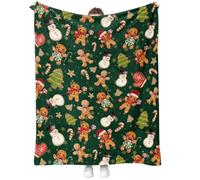 Muzrunq Gingerbread Blanket Cute Soft Cozy Flannel Christmas Blanket Sofa Couch Bed Room Christmas Decor 51.2x59.1in Flannel Throw Fleece Throw