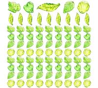 Muzrunq Green Leaf Beads, 150Pcs Transparent Acrylic Tiny Leaf Bead Caps for Jewelry Making DIY Spring Crafts Earring Bracelet