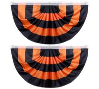 Muzrunq Halloween Bunting, 2Pcs Pleated Orange Black Bunting Flags Outdoor 3x6ft Hanging Halloween Decorations for Porch Garden Indoor Home.