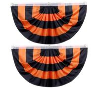 Muzrunq Halloween Bunting, Pleated Orange Black Bunting Flags, 2Pcs Outdoor 3x6ft Hanging Halloween Decorations for Porch Garden Indoor Home.