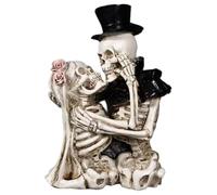 Muzrunq Halloween Decorations, Resin Skeleton Couple, Stuck Together Tightly Skeleton for Home Wedding Party Funny Atmosphere Skull Head Resin Decoration.