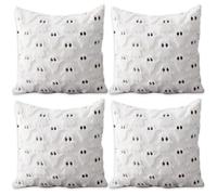 Muzrunq Halloween Pillow Covers 18x18, Spooky Plush Zippered Halloween Bedding, 4Pcs Cute Ghost Decor for Couch Bed Porch Living Room