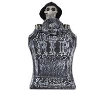 Muzrunq Halloween Tombstones, Light-Up Scary Tombstone with Red Eyes Raising Skull, Creepy Voice Sound-Activated Spooky Halloween Animatronics Decor for Haunted House.