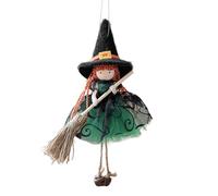 Muzrunq Kitchen Witch Doll 8x5 Inch Unique Flying Witch with Broom & Hat Hanging Halloween Decorations Flying, Doll, Halloween Decor, Decorations.